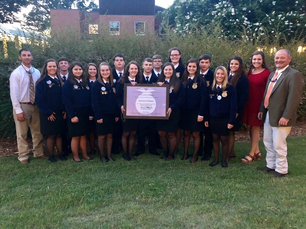 Crescent FFA Chapter receiving Governor's Citation in Strengthening Agriculture at the 91st SC FFA Convention