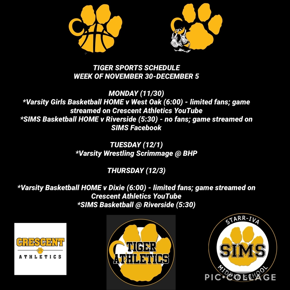 Tiger Sports Week of 11/30 to 12/5