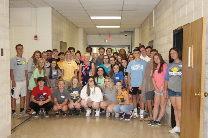 CHS Student Government poses in a photo with Superintendent Kathy Hipp