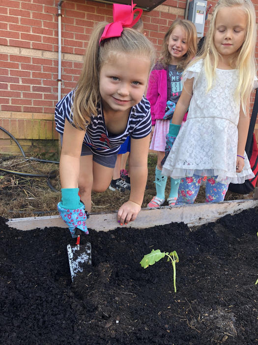 K5 students planting a garden